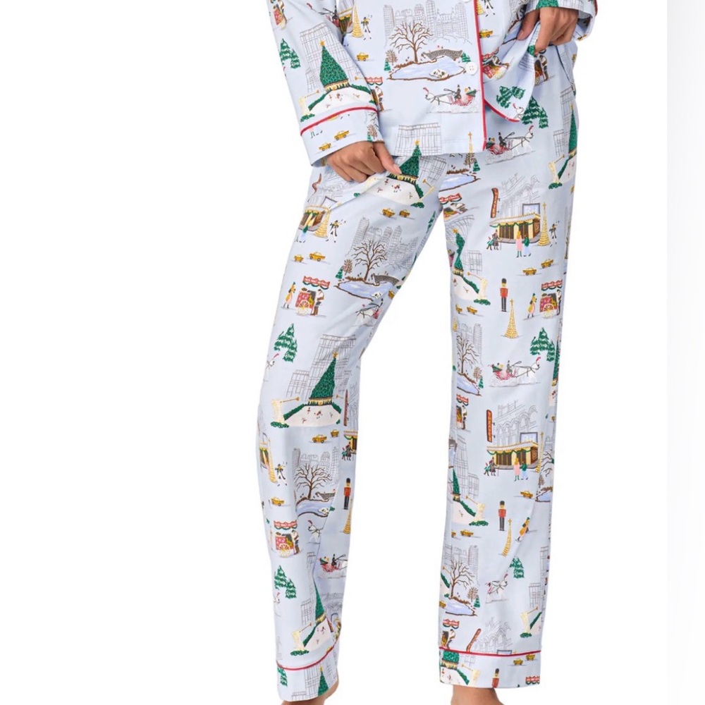 Bed Head Pjs Festive Holiday pajama bottoms Size Large Organic cotton Blue